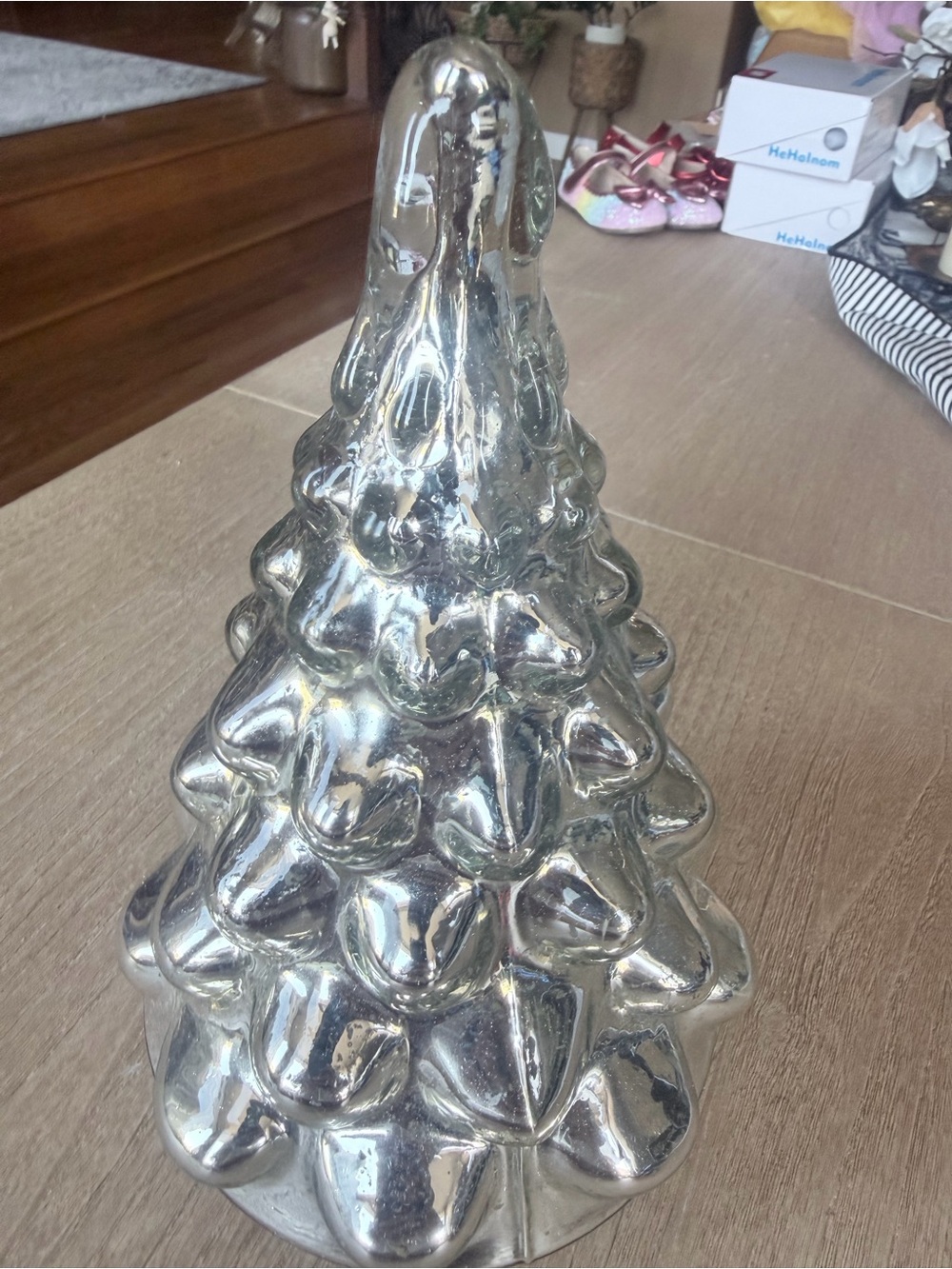Pottery Barn mercury glass Silver Ceramic Holiday Tree Decor - Picture 2 of 4